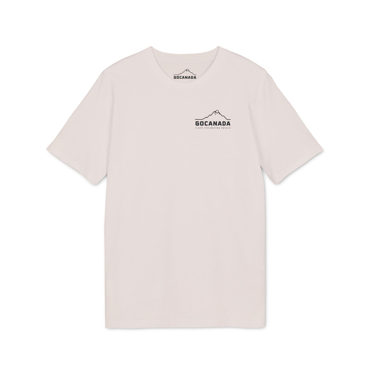 GoCanada Mountain Badge T-shirt | Outdoor Adventure Tee, Forest Emblem (Light Colors)