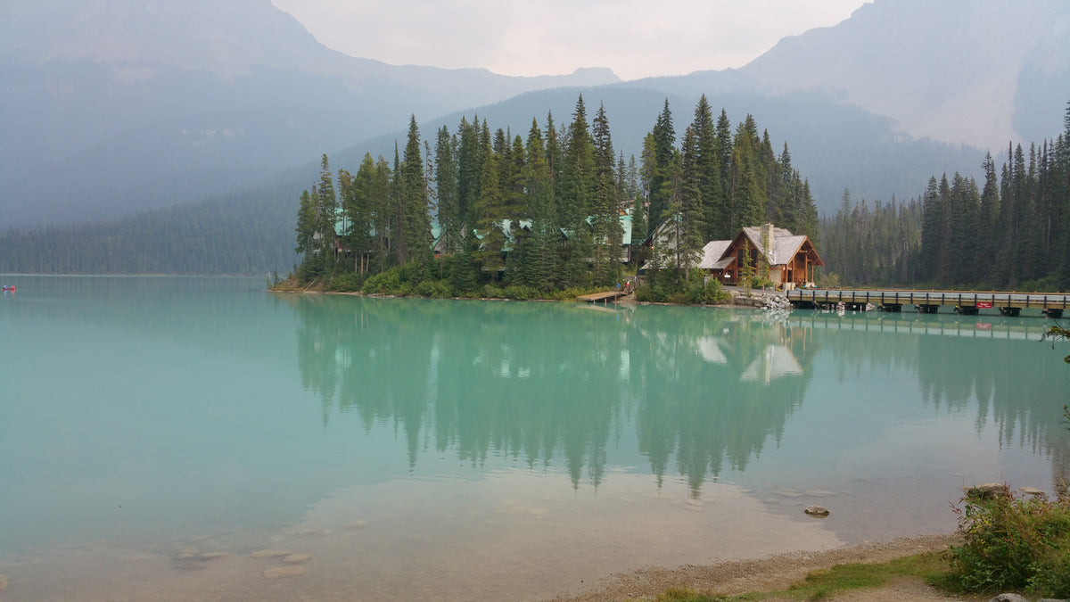 Emerald Lake lodge reflected in turquoise water, Yoho National Park